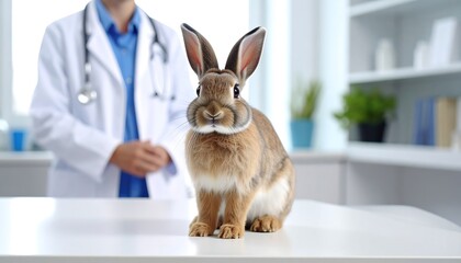 Bunny visiting the Veterinarian for checkup and consultation in clinic