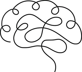 Abstract Continuous Line Drawing of a Human Brain