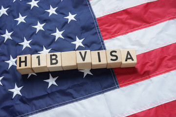 H1B visa is shown using the text and flag of USA