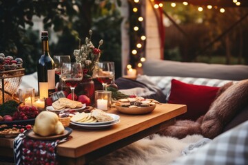 Naklejka premium Outdoors decoration brunch food.