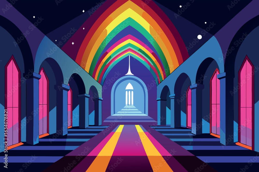 Poster Abstract geometric design with vibrant color gradients and clean lines