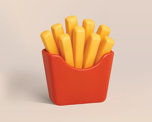 Crispy French Fries vector 3D Icon