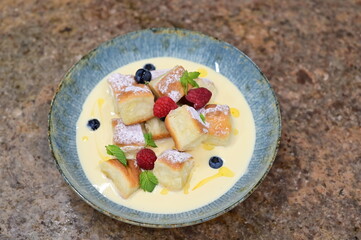 Traditional Czech Sweet Buns with Vanilla Cream and Fruit – Homemade Dessert