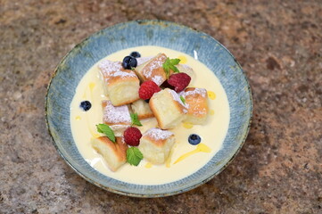 Traditional Czech Sweet Buns with Vanilla Cream and Fruit – Homemade Dessert