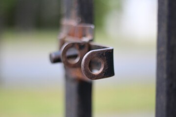 Opened lock gate fence outdoor rusty old metal 