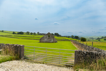 Ruined Stone Barn in Rolling English Countryside
