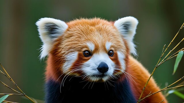 A Beautiful Red Panda with Expressive Eyes Posing in its Natural Habitat - Powered by Adobe