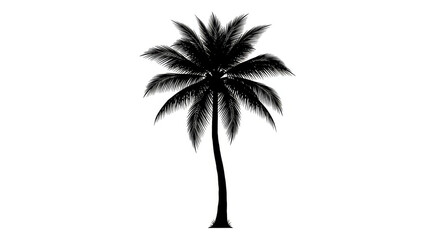 Silhouetted palm tree against stark white backdrop