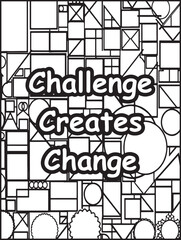 Motivational quote coloring page: Mosaic pattern background: Motivational words to color
