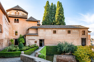 Nasrid palace with octagonal roof at the Alhambra in Granada, Andalusia, Spain
