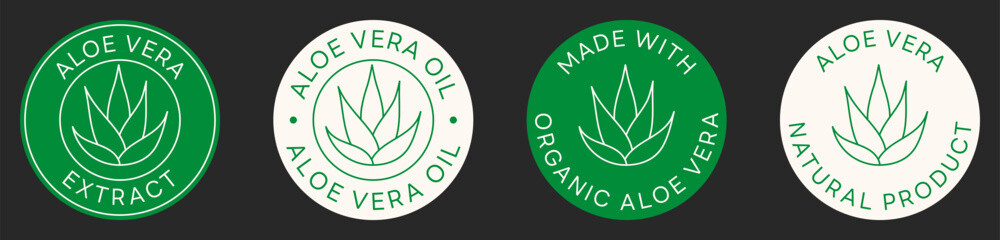Aloe Vera Stamps. Aloe Vera Label for Product Packaging. Vector Design Badges.