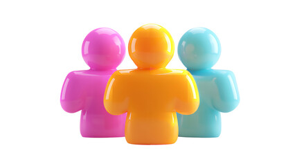 Colorful people figures, leadership and teamwork representation on transparent background