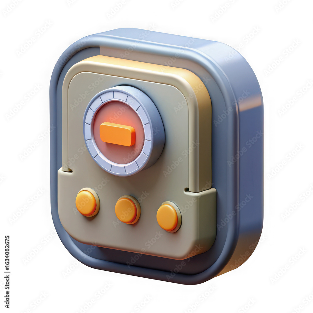 Aufkleber stylized 3d retro device with dial and buttons isolated on transparent background