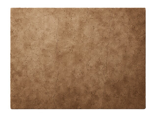 Textured brown stone tile with natural cracks and imperfections on transparent background.