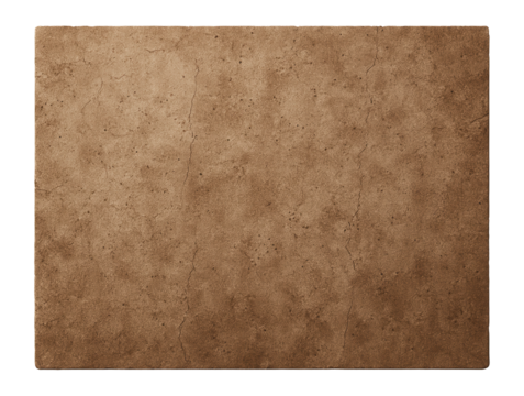 Textured brown stone tile with natural cracks and imperfections on transparent background.