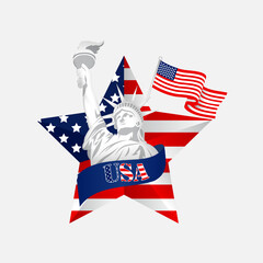 USA Flag & Liberty Statue Star Logo Design