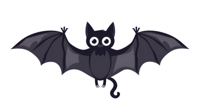 Cute bat character, isolated on transparent background