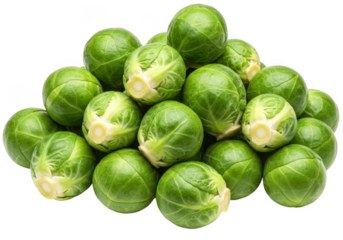 Pile of brussel sprouts vegetable isolated on transparent background