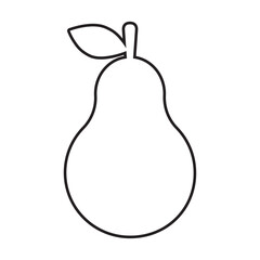 Pear line Icon isolated on white background. Black outline pear symbol flat style for your web site and logo, app, UI. Fresh Pear with leaf, fruit, healthy food and vegan concept. Vector illustration.