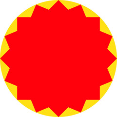 Red and Yellow Zigzag Sale Label Badge, Red sale and discount stickers
