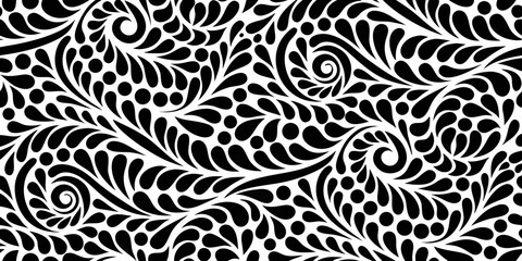 Elegant black and white floral swirl pattern