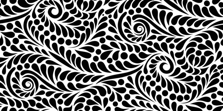 Elegant black and white floral swirl pattern