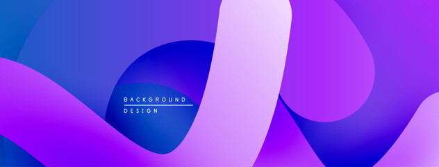 Abstract fluid shapes, vibrant purple, blue gradients. Modern design element for backgrounds, presentations. Smooth curves create dynamic composition.