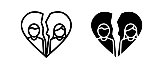 Divorce multiple icon set of two.line and glyph vector illustration