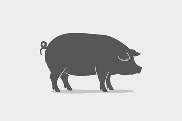 Silhouette of a female pig. Farm animal. Vector illustration.