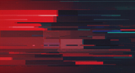 Abstract digital glitch art with horizontal lines and vibrant colors.