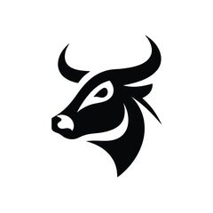 Bull head logo design. Abstract stylized cow or bull head horns silhouette icon. Premium logo for steak house. Taurus symbol. Black vector illustration Design.