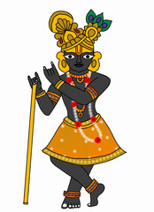 hand drawn digital art of lord radharaman