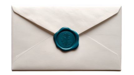 envelope with blue wax seal on transparent background