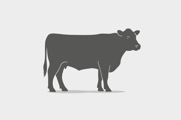 Silhouette of a female cow. Farm animal. Vector illustration.