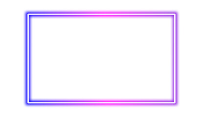 A futuristic neon frame with a glowing blue, pink, purple gradient. Vivid glowing lavender border isolated on transparent background. Shine glow electric neon sign Banner, Mockup, presentation, PNG