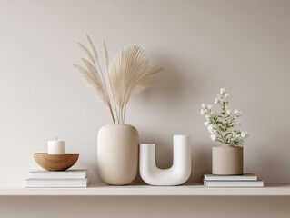 Minimalist Home Decor with Neutral Tones and Dried Flowers