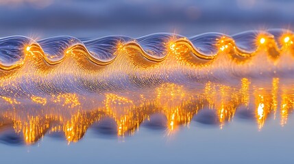 Golden light reflecting on water waves.