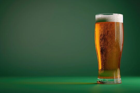 High Quality Image of Banner Illustration of a Glass of Beer on a Green Background