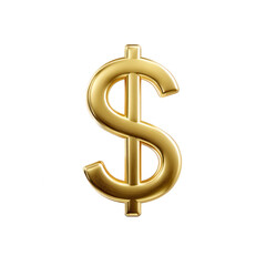 Obraz premium A golden dollar sign symbol, representing wealth, finance, and commerce. Ideal for financial themes, online payment, and investment concepts on a white isolated background.