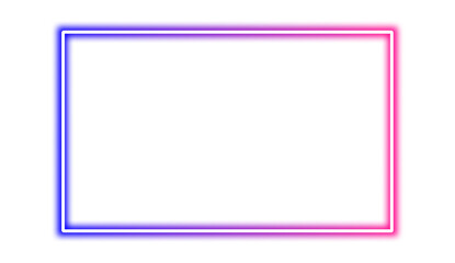 A futuristic neon frame with a glowing blue and pink gradient. Vivid glowing lavender border isolated on transparent background. Shine glow light electric neon sign Banner, Mockup, presentation, PNG
