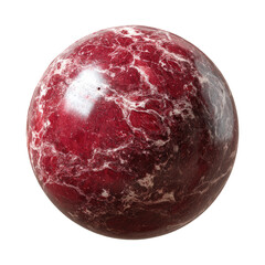 Deep crimson sphere, marbled with white