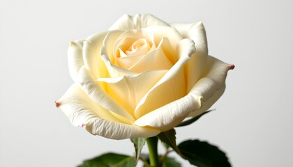 A beautiful and elegant single white rose in full bloom, showcasing its delicate petals and inviting beauty