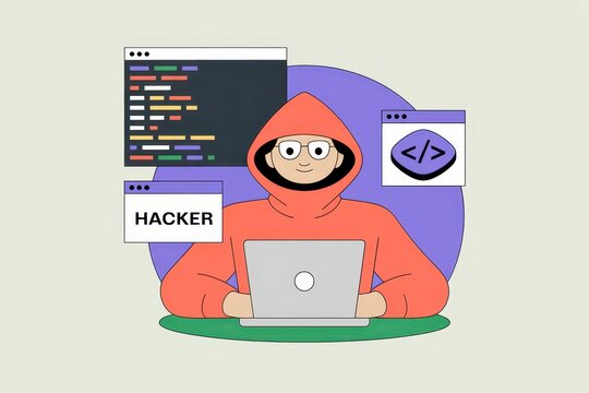 html and css collage concept with hacker