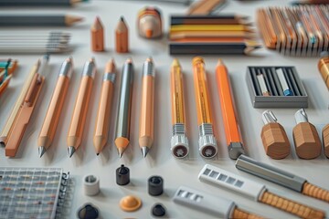 Naklejka premium A Collection of Different Items Such as Pencils Pencils and Other Objects