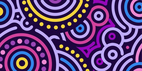 Vibrant abstract pattern of concentric circles and swirls