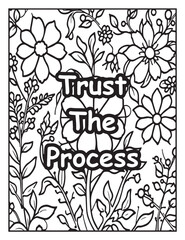 Motivational quote coloring page: Positive quote to color: Floral pattern