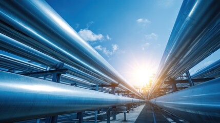 Obraz premium Industrial pipeline system under a clear sky