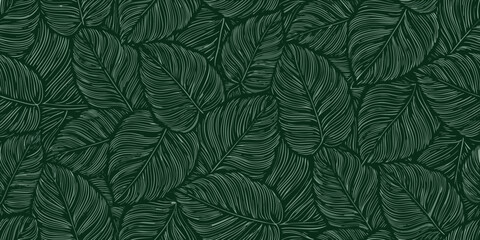 Elegant dark green feather pattern background © Ramanath