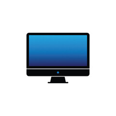 lcd tv monitor, lcd monitor isolated on white, vector lcd monitor illustration, Flat Screen LCD Monitor Icon – Blue Gradient Display
