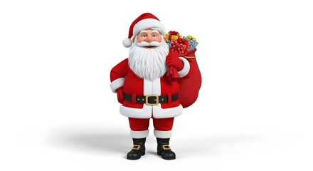 Happy Santa Claus with Gift Bag Illustration